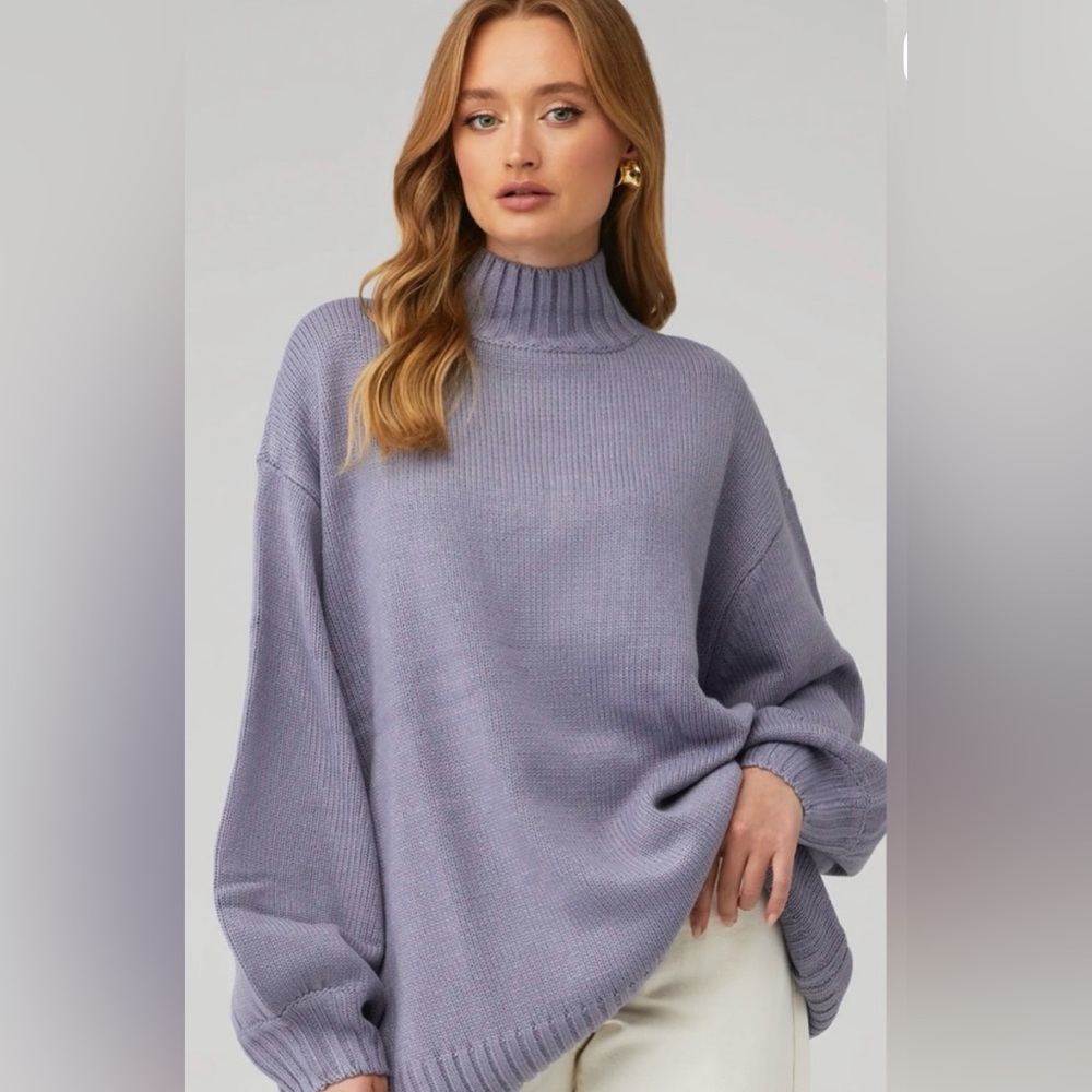 WeWoreWhat Oversized‎ Mock Neck Sweater Sz Size small/medium lilac icy blue